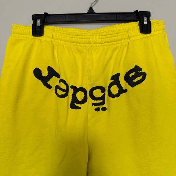 Sp5der Legacy Yellow Print Sweatpants Size Medium - Picture 2 of 5